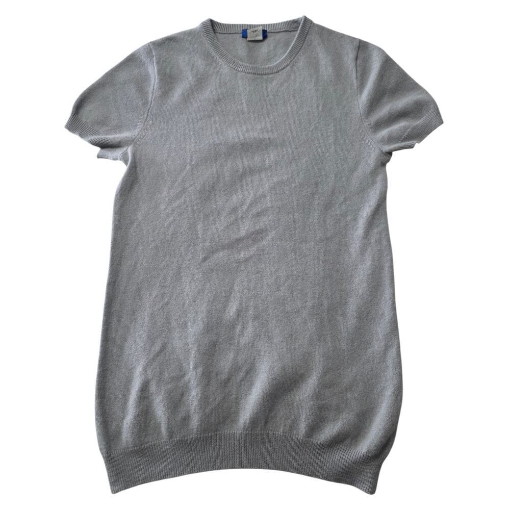 J.Crew 100% Cashmere Short Sleeve Sweater Women’s M Gray Italian Yarn Soft Knit